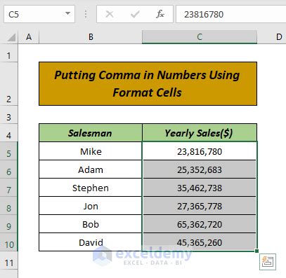 Image result for Add Comma in Excel Between Numbers