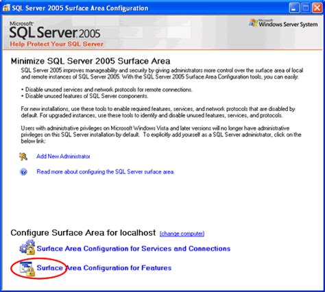 SQL Server Surface Area Configuration に対する画像結果