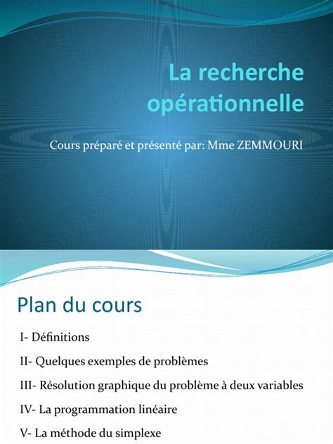 Afbeeldingsresultaten voor Recherches Operationnelle PDF