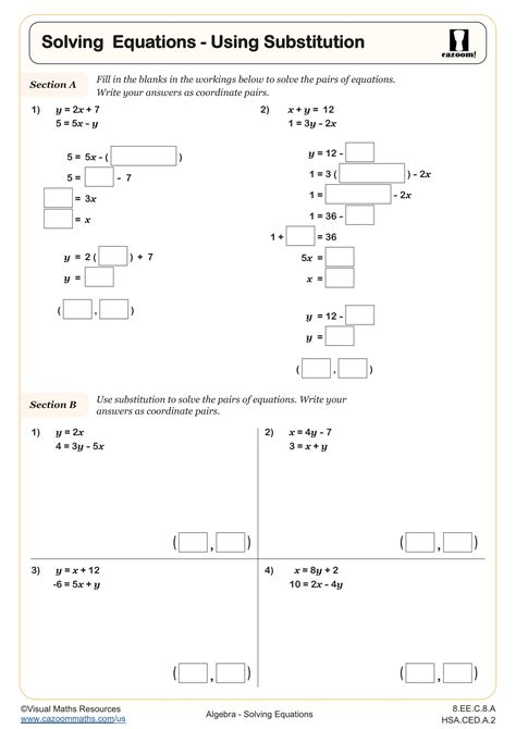 Substitution Math Worksheets に対する画像結果