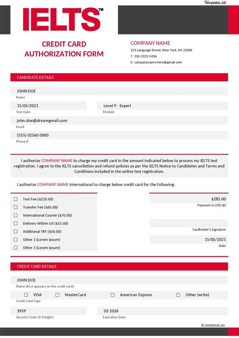 Image result for Example of Credit Card Authorization Form