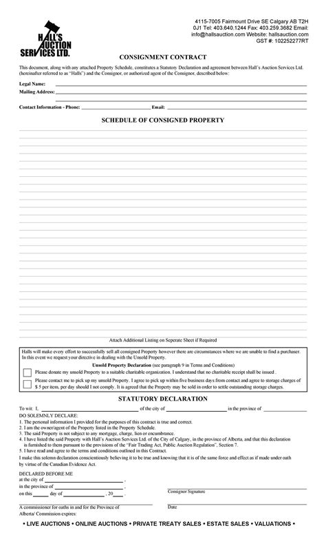 Image result for Printable Consignment Form