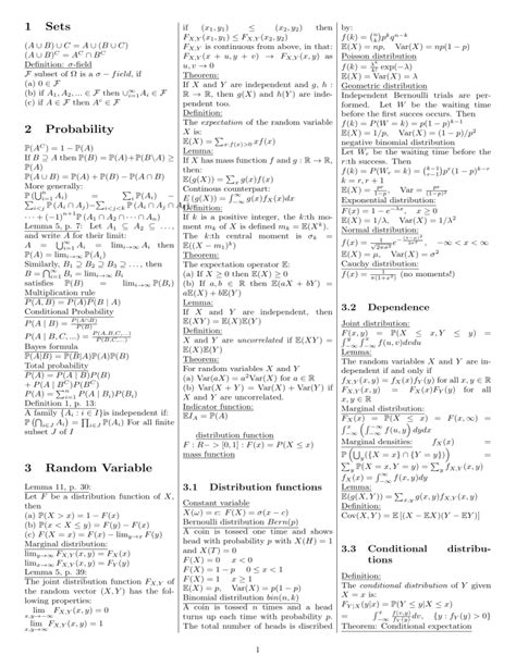 Image result for Continuous Random Variable Cheat Sheet