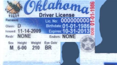 Afbeeldingsresultaten voor Oklahoma Driver's License Back
