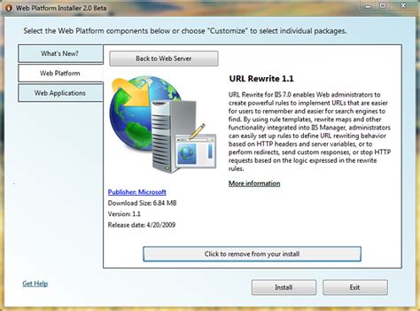 Toradh íomhá ar Web Platform Installer URL Rewrite