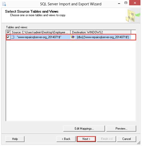 Toradh íomhá ar SQL Server Database Export Output
