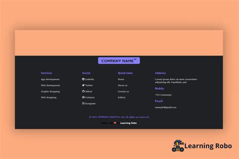 Image result for HTML Footer Section