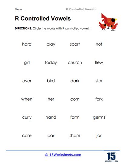 Afbeeldingsresultaten voor ER R Controlled Worksheet for 1st Grade