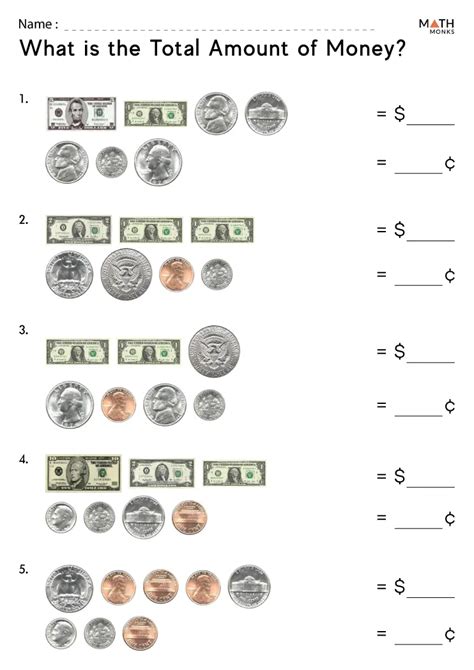 Counting Money Example Worksheets に対する画像結果