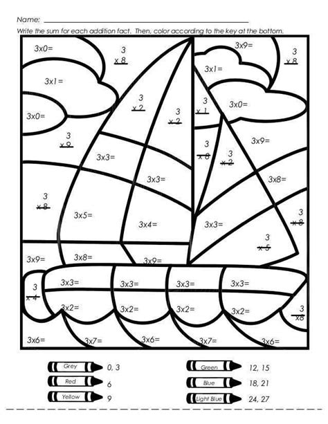 Image result for 3rd Grade Math Worksheets Coloring Sheets