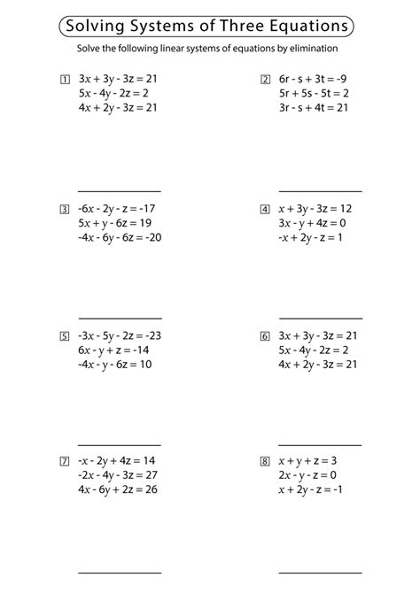Toradh íomhá ar Systems of Equations 2 Variables Worksheet
