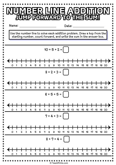 Image result for Number Line Addition 1s Worksheets