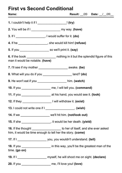 101 First vs Second Conditional PDF Worksheets with Answers - Grammarism