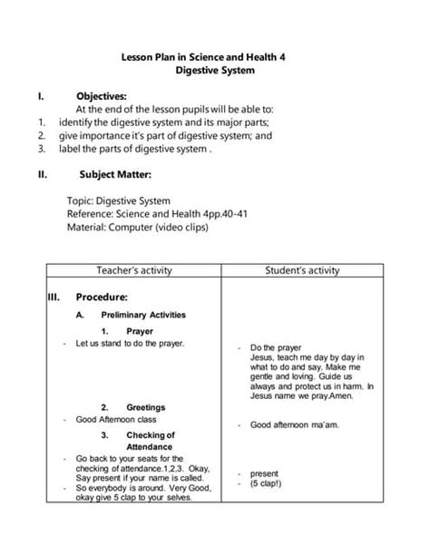 Sample Lesson Plan in Digestive System に対する画像結果