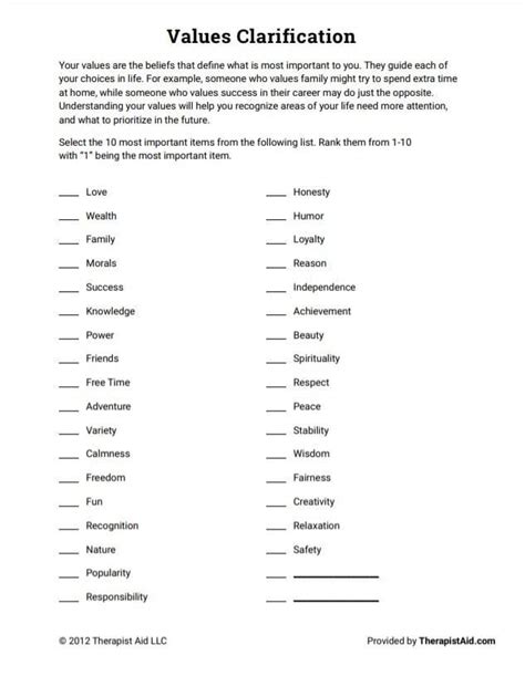 Image result for Identifying Core Values Worksheet