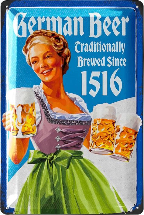 Amazon.com: LANOLU Vintage Tin Sign GERMAN BEER TRADITIONALLY BREWED ...