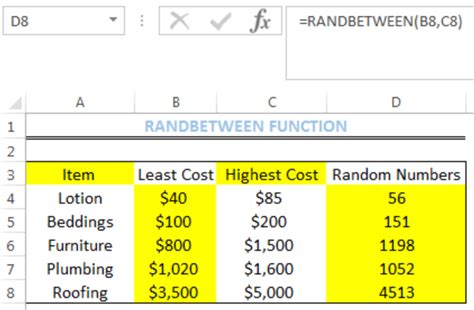 Image result for Randbetween Excel Function
