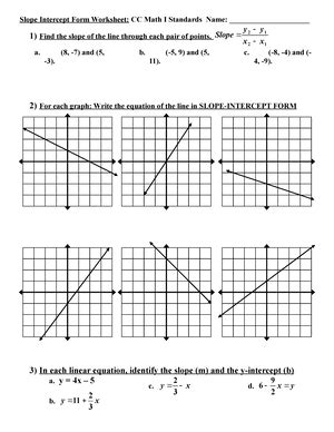 Slope-Intercept Form Worksheet Answers に対する画像結果