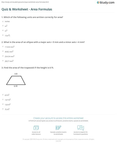 Image result for Area Formulas Worksheet