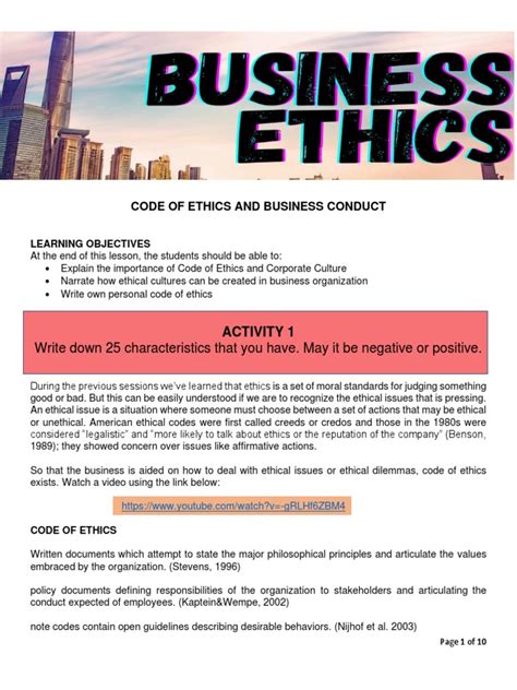 Image result for Code of Ethics Free Printable