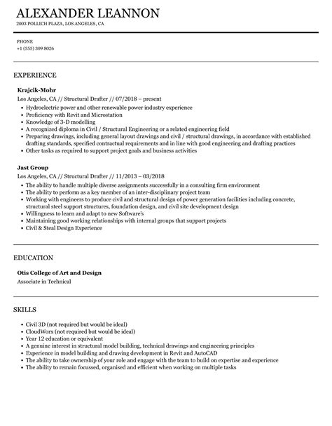 Image result for Structural Drafter CV Example