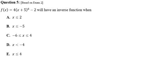 Image result for Inverse Function Test Question