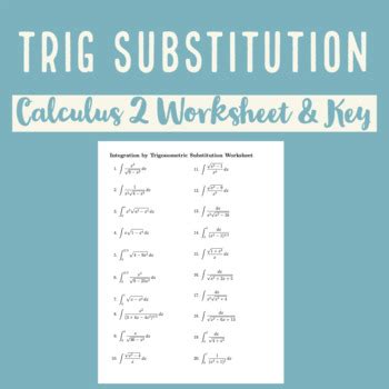 Image result for Trig Sub Integrals Worksheet