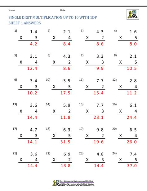 Image result for 5th Grade Math Worksheets Multiplication Decimals