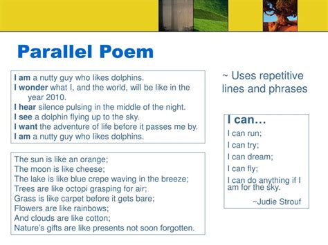 Image result for Poem Using Parallel Structures Sample