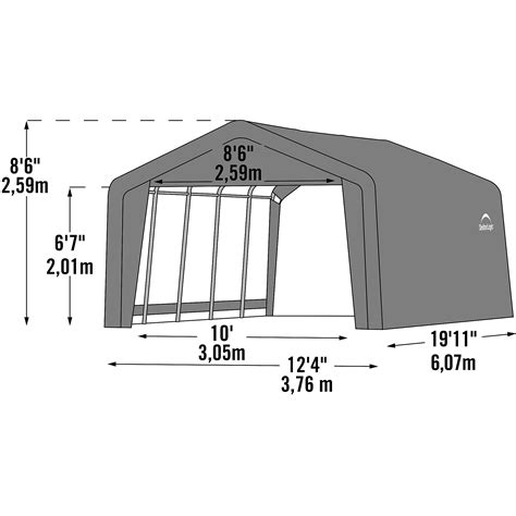 ShelterLogic Garage-in-a-Box, Garage-in-a-Box 12 x 20ft., Length 238.66 ...