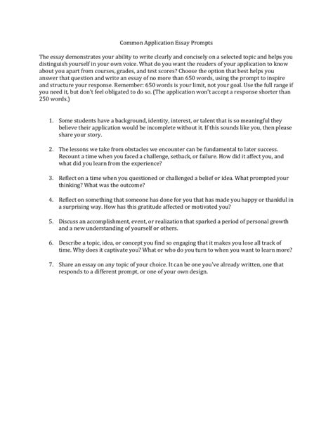 Image result for Prompt 6 Common App Examples