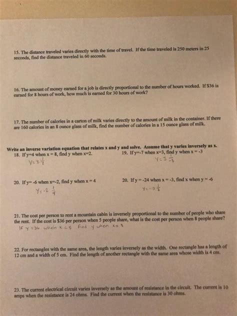 Direct Variation Worksheet Answers に対する画像結果