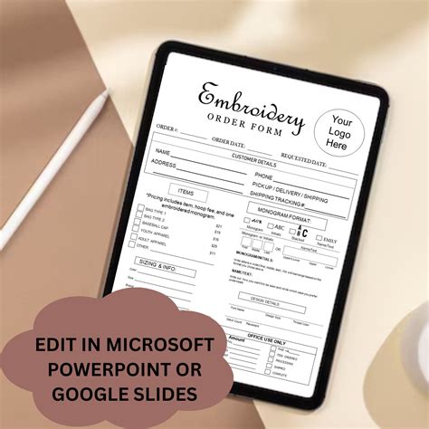 Embroidery Work Order Form Template に対する画像結果