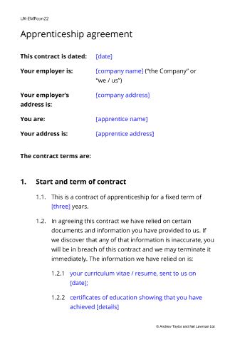 Image result for Apprenticeship Contract Example