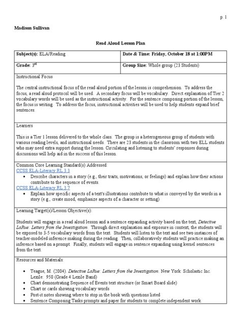 Reading Lesson Plan Examples માટે ઇમેજ પરિણામ