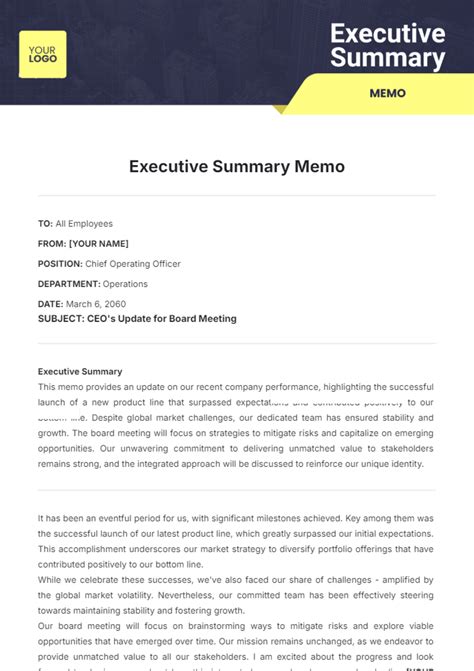 Image result for Executive Summary Memo Format Example