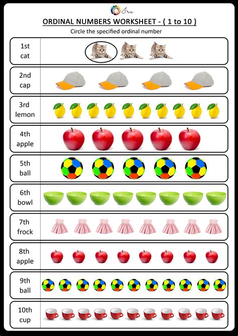 Image result for Ordinal Numbers Worksheet for Class 1