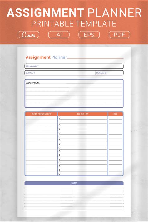 Image result for Free Printable Assignment Planner Templates