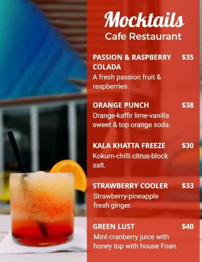 Image result for Mocktail Counter Menu Design