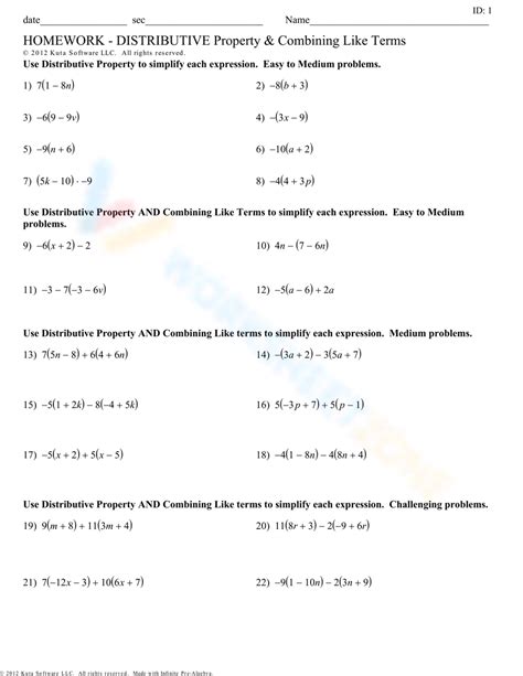 Image result for 7th Grade Math Worksheets Distributive Property Worksheet