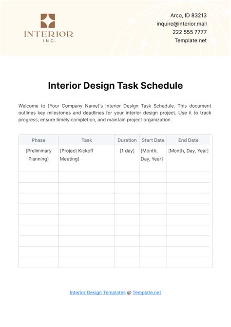 Interior Design Project Timeline Template Creative に対する画像結果