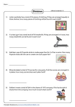 Image result for 4th Grade Division Word Problems Worksheet