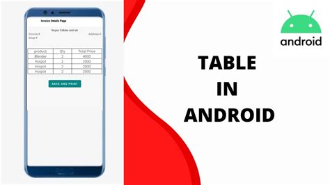 Image result for Table in Android Studio Java