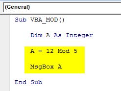 Image result for Mod Function VBA