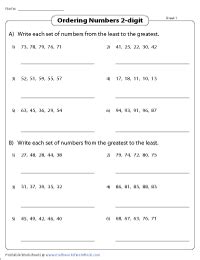 Image result for Ordering Two-Digit Numbers Worksheet