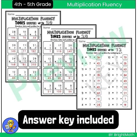 Toradh íomhá ar Multiplication 4th Grade Fluency