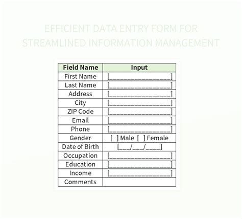 Image result for Data Entry Form Spreadsheet Template