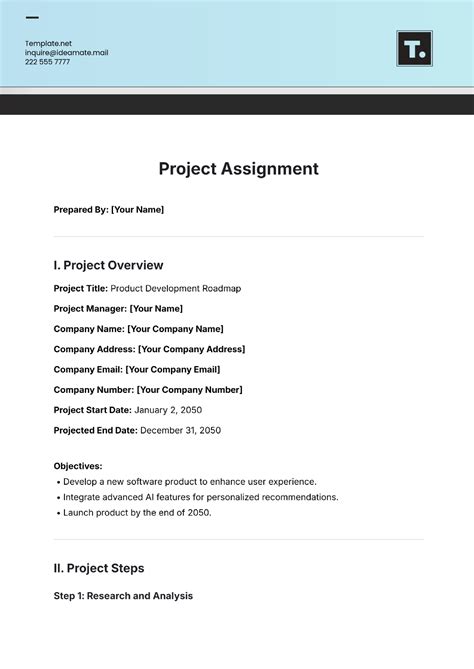 Free Project Assignment Template to Edit Online