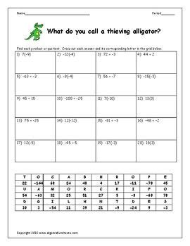 Image result for Integer Multiplication and Division Worksheet