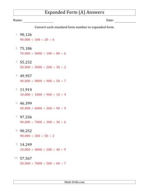 Image result for Expanded Form 5 and 6 Digit Numbers